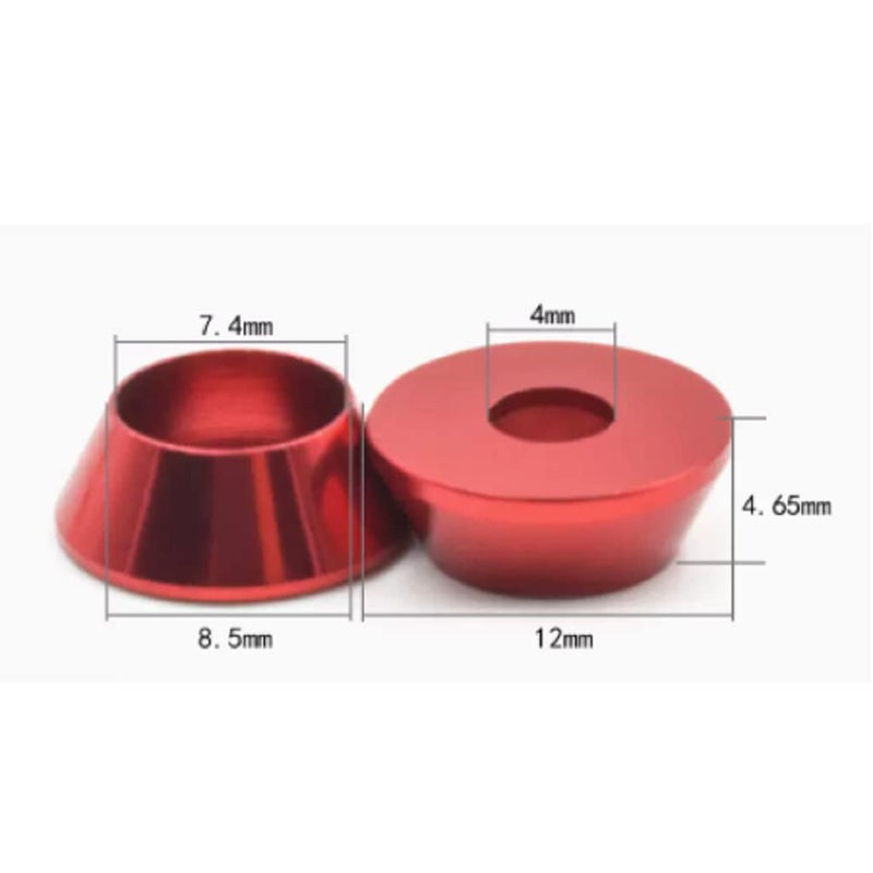 Alextend 50pcs M4 Cone Cup Washers Anodized Aluminum Alloy Screw Gasket Countersunk Washers (Red) - Image 2